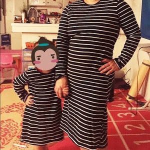 Black and White Stripes Long Dress.